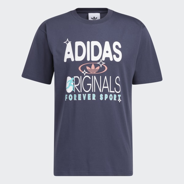 Blau adidas Originals Forever Sport T-Shirt WO576
