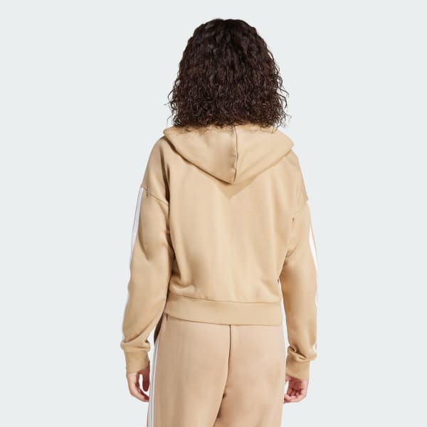 nau Áo Hoodie Khóa Kéo Vải Thun Da Cá 3 Sọc Essentials