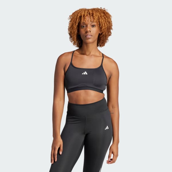 Đen Áo Bra Tập Luyện Light Support Aeroreact