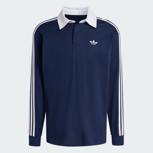 Blue 3-스트라이프 럭비 롱 슬리브 폴로