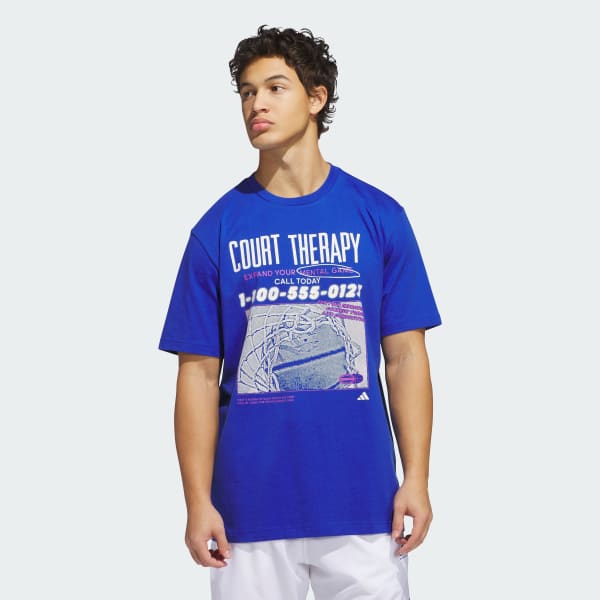 สีน้ำเงิน เสื้อยืดพิมพ์ลาย Court Therapy