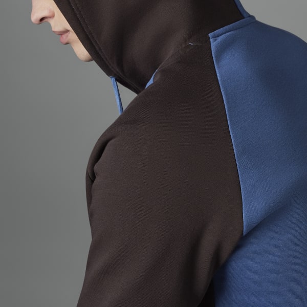Niebieski Colorblock French Terry Hoodie