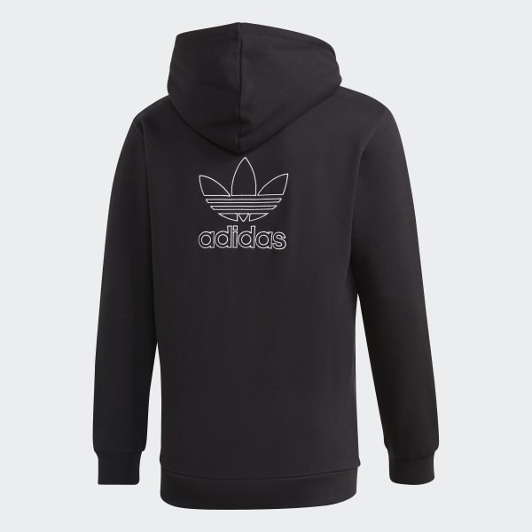 adidas Back Front Print Trefoil Hoodie Black adidas New Zealand