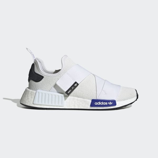 Adidas NMD_R1 Strap Shoes - Women's - Cloud White / Lucid Blue - 9