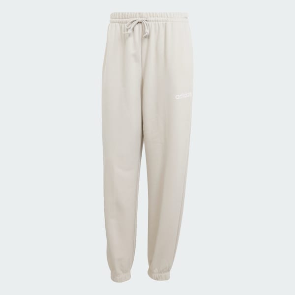 Beige Essentials Linear French Terry Cuffed Broek