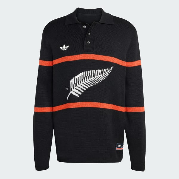 ブラック アディダス オリジナルス & オールブラックス ニット ポロ