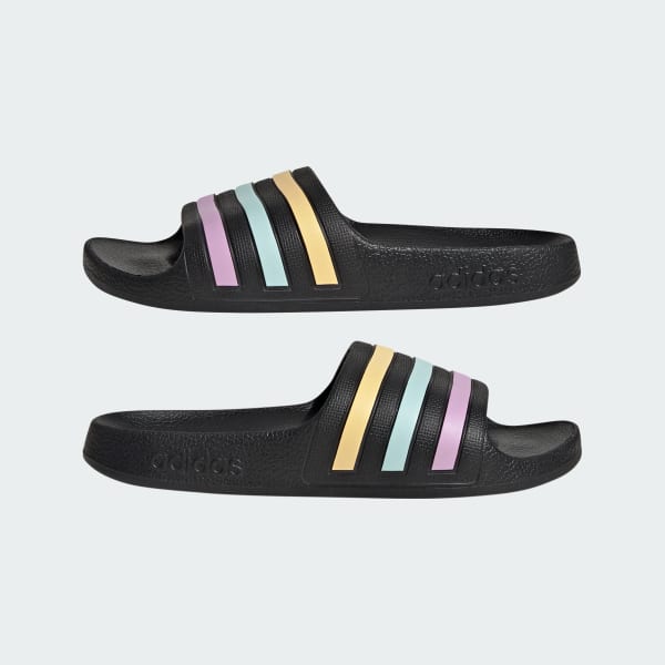 Adidas Adilette Aqua Slides Kids Core Black Orange Tint Halo Mint 3