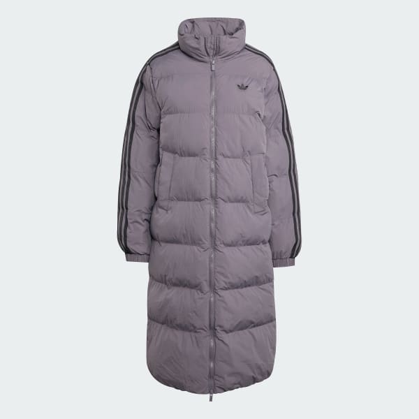 adidas Adicolor Long Synthetic Fill Puffer Coat - Grey | Free