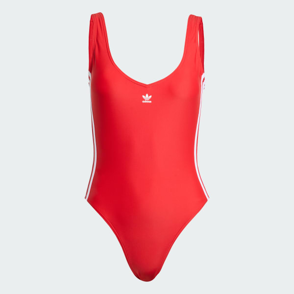 Rojo Traje de Natación Adicolor 3 Franjas
