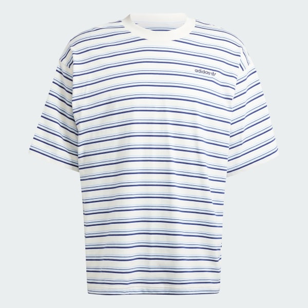 Blanco Playera 80s Holgada a Rayas