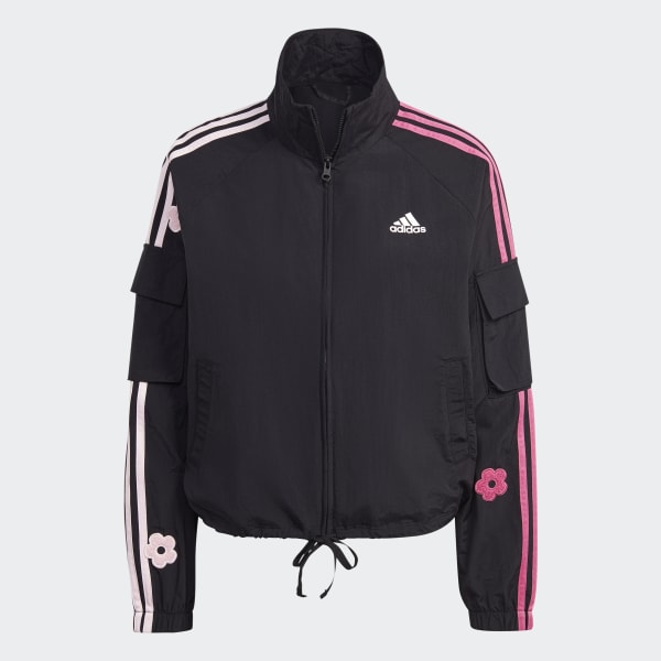 noir Veste légère à 3 bandes avec patchs en chenille