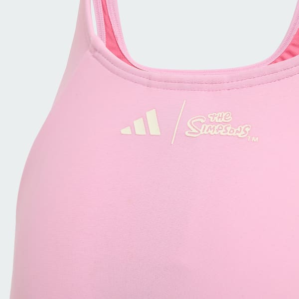 Rosado Traje de natación adidas The Simpsons con espalda en V para niños