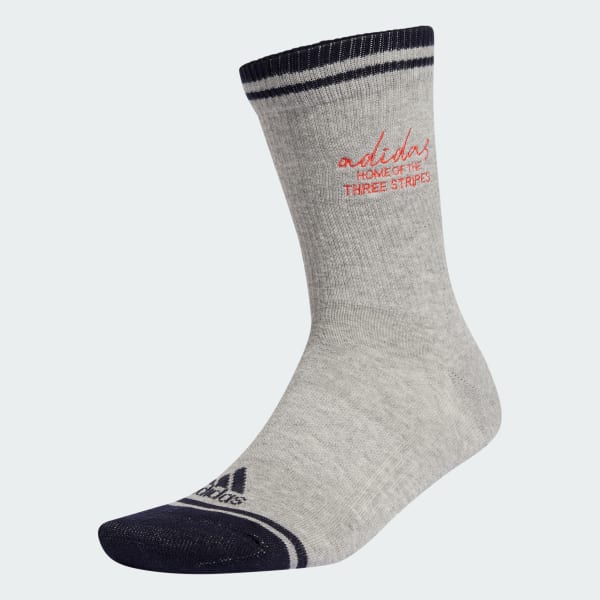 Grey Cushioned Sportswear Collegiate Embroidered Crew Socks