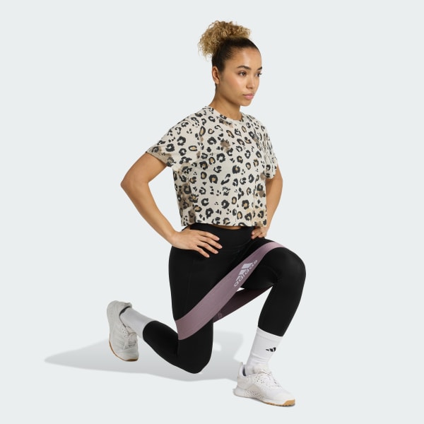 ベージュ ワークアウト エッセンシャルズ 半袖Tシャツ プリント