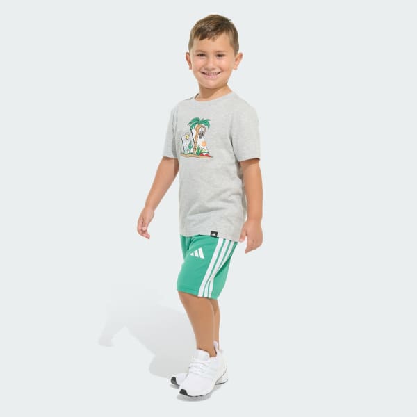 【即発送】★正品★ Adidas Terry T-shirt & Shorts Setup adidas Two-Piece Short Sleeve Graphic Cotton Heather Tee and