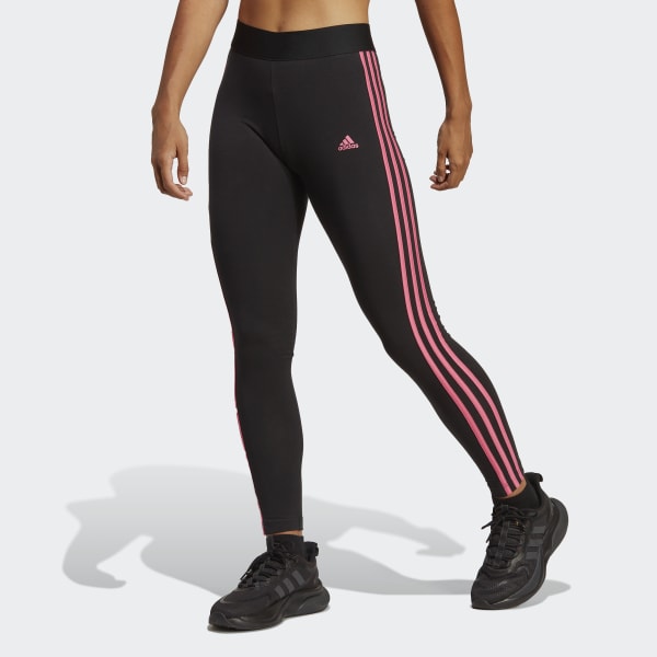 3/$30 Adidas Climalite Cotton Pink Logo Black Leggings Size S