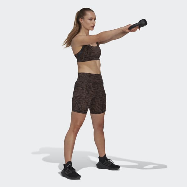 Brown Powerimpact Luxe Training Medium-Support HIIT Print Bra