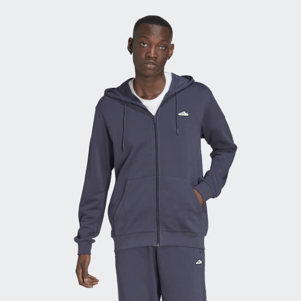 modrá Mikina s kapucňou Embroidered Zip
