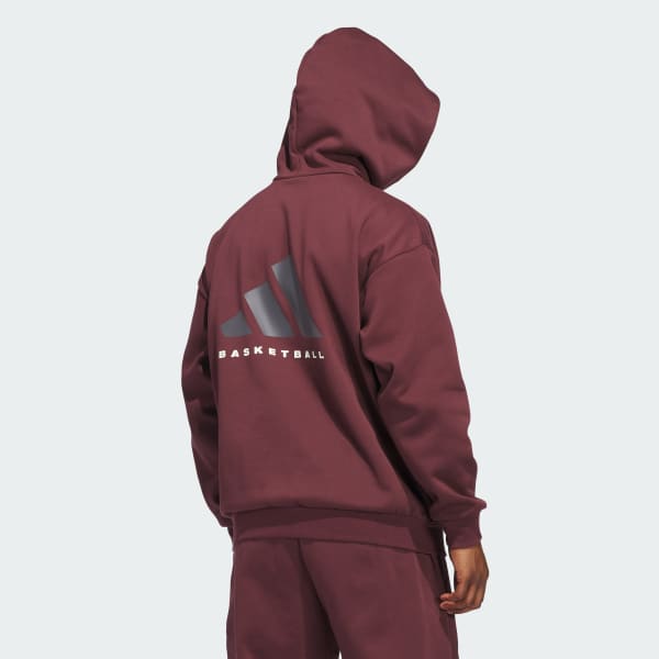 Burgundy adidas Basketball Fleece Hoodie (Gender Neutral)