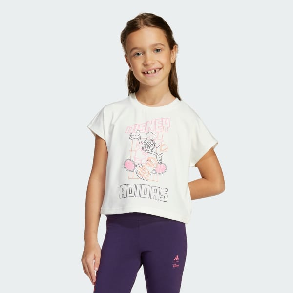 สีขาว ชุดเสื้อและกางเกงสไตล์สปอร์ต adidas Disney Minnie Mouse สำหรับเด็ก