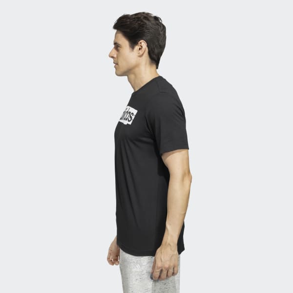 Black ESSENTIALS LINEAR BRUSHED GRAPHIC TEE ELG94