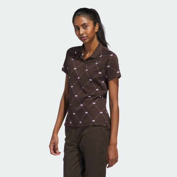 สีน้ำตาล เสื้อโปโลพิมพ์ลาย Originals Trefoil