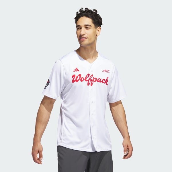 adidas NC State Baseball Jersey - White, Men's Baseball