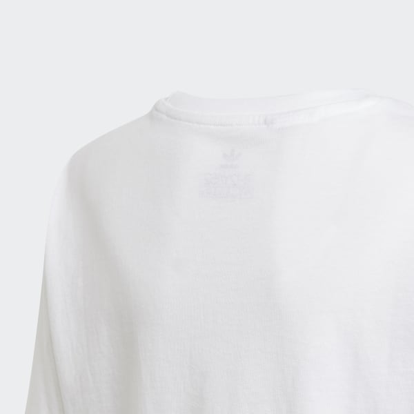 White Graphic Print Crop T-Shirt 31612