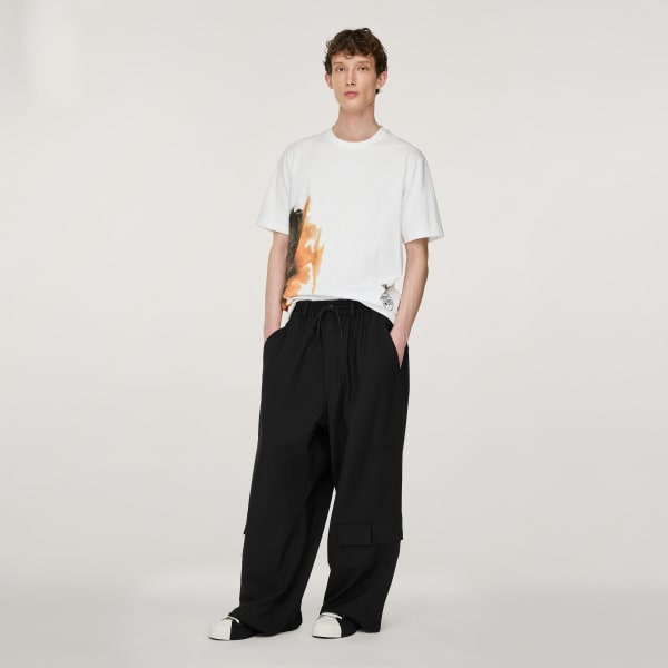 Weiss Y-3 AOP kurzärmeliges T-Shirt