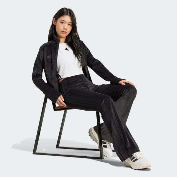 Black Tiro Cut 3-Stripes Stretchy Velour Track Jacket