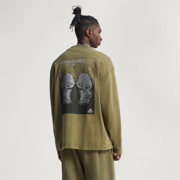 アディダス エキップメント グラフィック長袖Tシャツ - グリーン