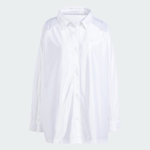 Branco Camisa Cetim Oversize
