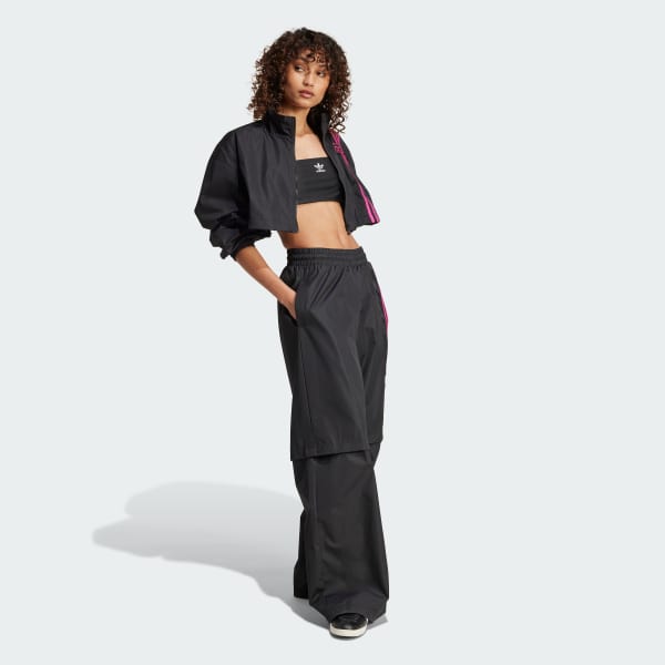 สีดำ เสื้อแทรคผ้าทอดีไซน์ทูอินวัน Adibreak