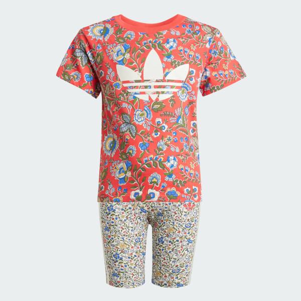 Red adidas Originals x Liberty London Short Tee Set Kids