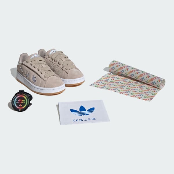 Beige Zapatillas Campus 00s con Luces LED, Pasadores Elásticos y Tira de Cierre por Contacto