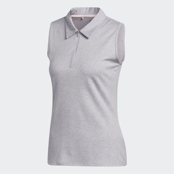 Grey Jacquard Sleeveless Polo Shirt
