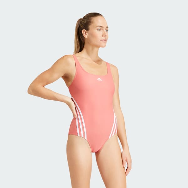 Red Padded 3-Stripes Swimsuit