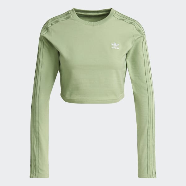 adidas LOUNGEWEAR adidas Cropped Long Sleeve Sweater - Green | adidas ...