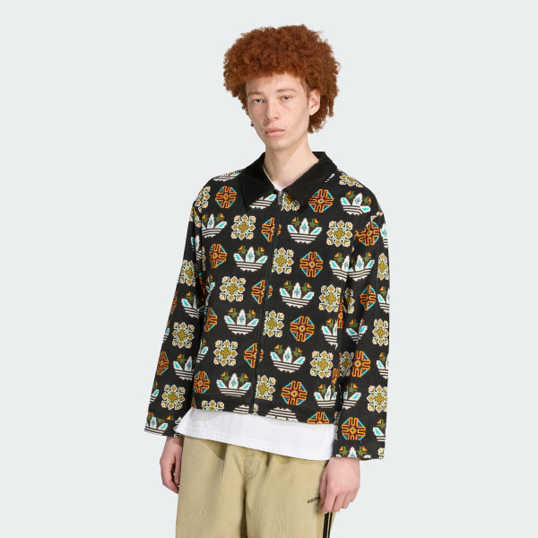 adidas Monogram Allover Print Loose Coach Jacket - Brown | adidas