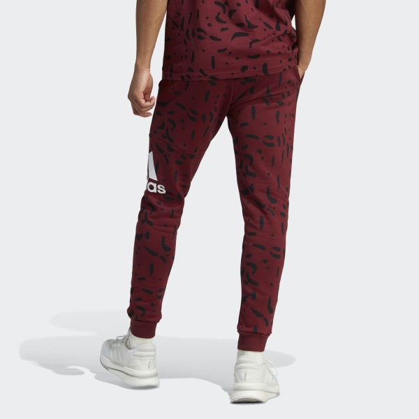 Borgonha Calça Estampada Essentials Tapered Cuff Logo