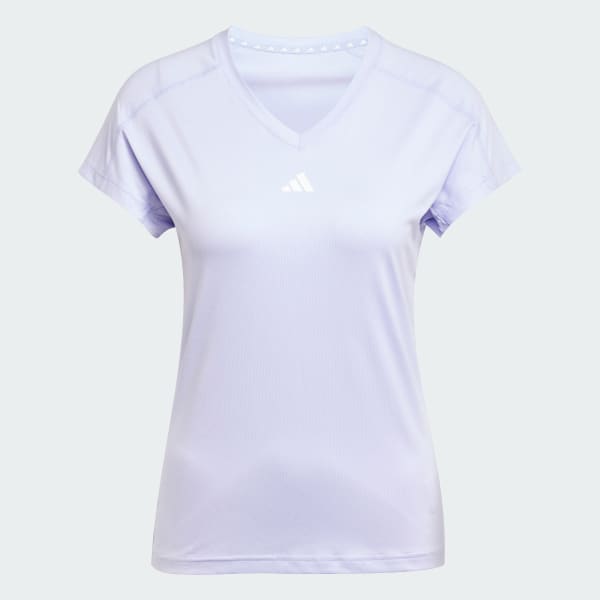 Violeta Camiseta AEROREADY Train Essentials Minimal Branding V-Neck