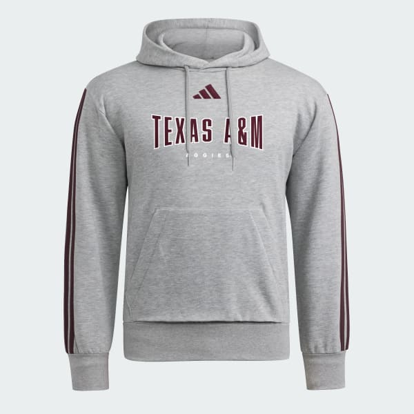 adidas Texas A&M Aggies Essentials 3-Stripes Hoodie - Grey