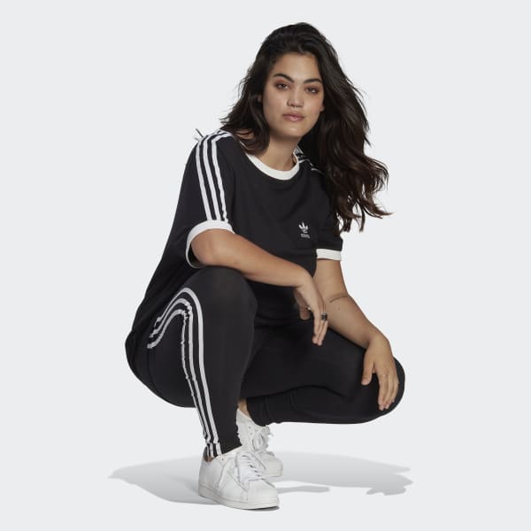 Schwarz adicolor Classics 3-Streifen T-Shirt – Große Größen