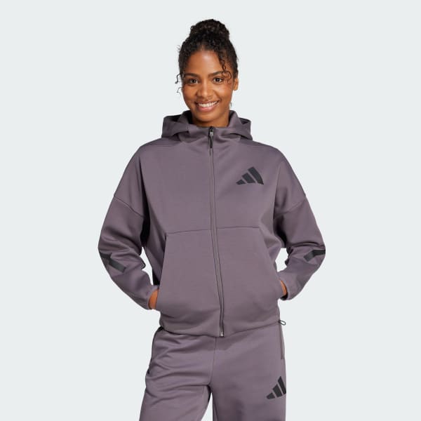 Xam Áo Hoodie Khóa Kéo Dọc Thân adidas Z.N.E.