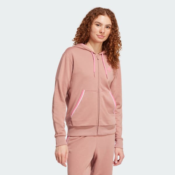 Rosa Buzo con capucha Essentials Color Pop de felpa francesa y cierre frontal