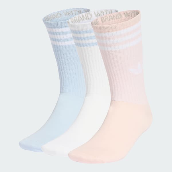 White 3-Stripes High 크루 삭스 3켤레