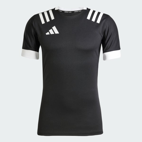 Schwarz 3-Streifen Fitted Trikot