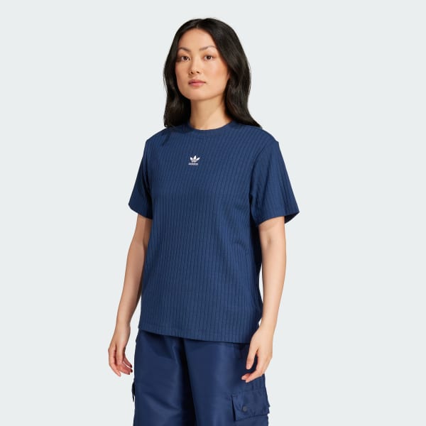 Azul Camiseta Canelada Larga Essentials