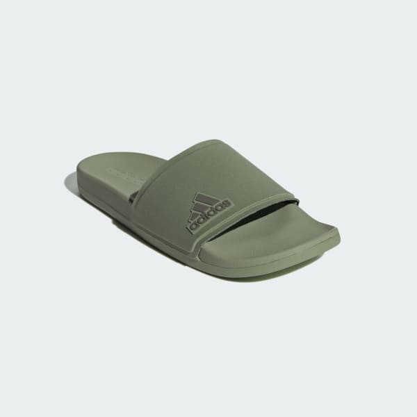 Adidas cloudfoam slides green discount