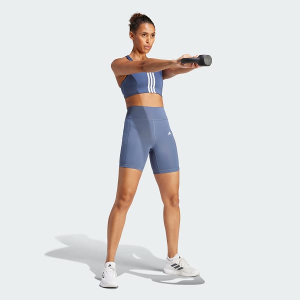 adidas Optime 7-Inch Leggings - Blue, Women's Training